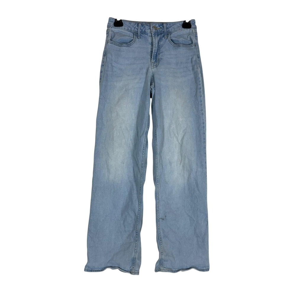 Old Navy Wow Wide Leg Jeans Womens 0 Blue Light Wash High Rise Stretch Denim